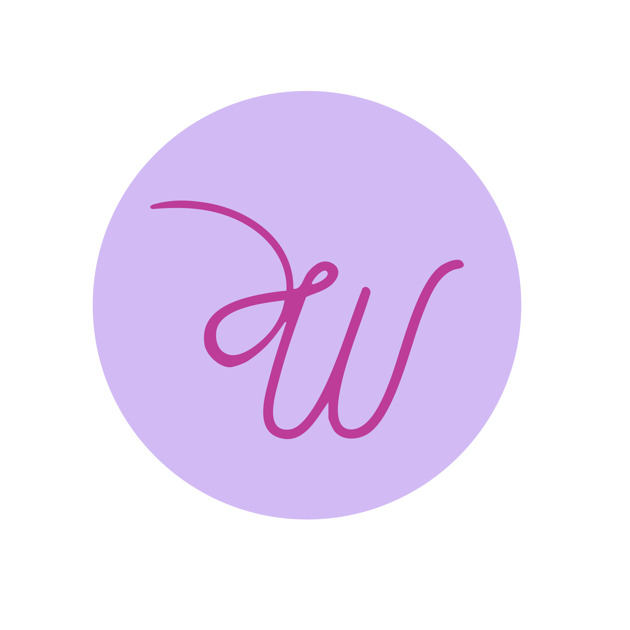 Logo rond W rose sur fond lila